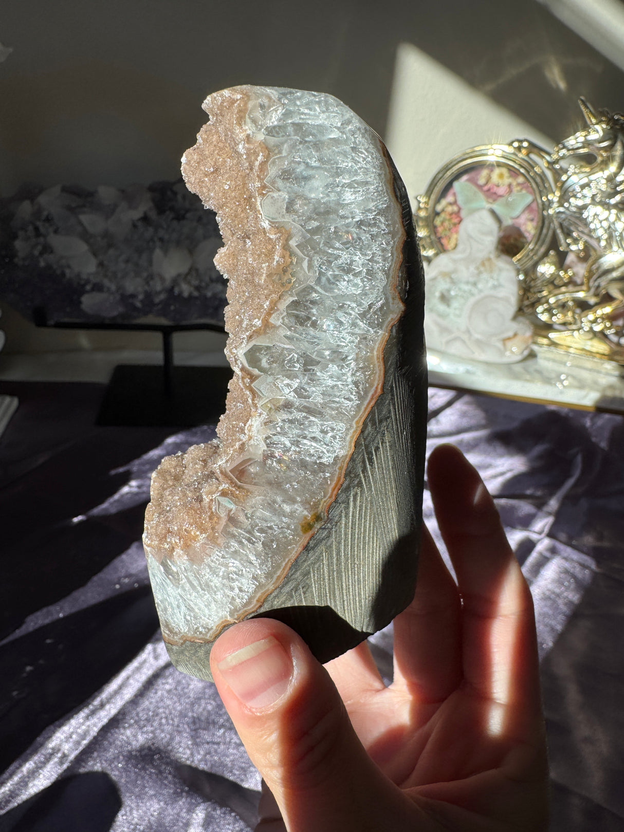 Sugar Druzy Rainbow Amethyst Cut Base