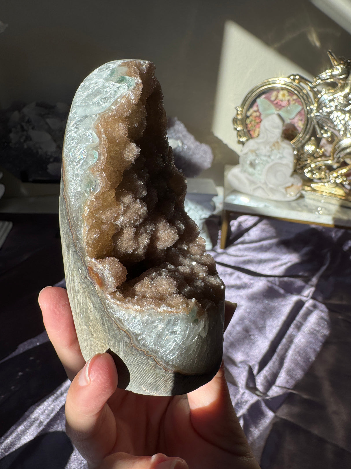 Sugar Druzy Rainbow Amethyst Cut Base