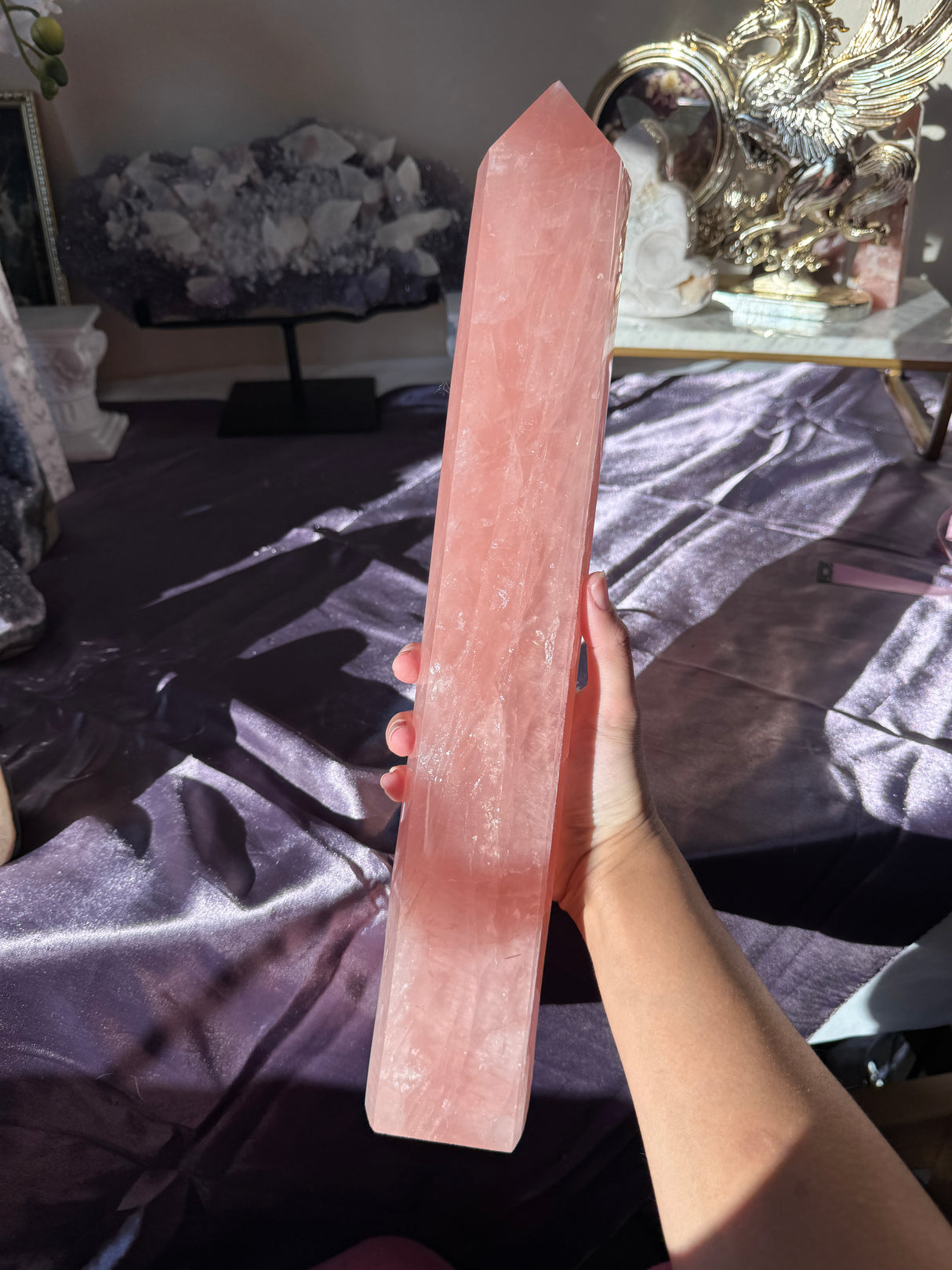 XL Juicy Rose Quartz Tower (imperfect)