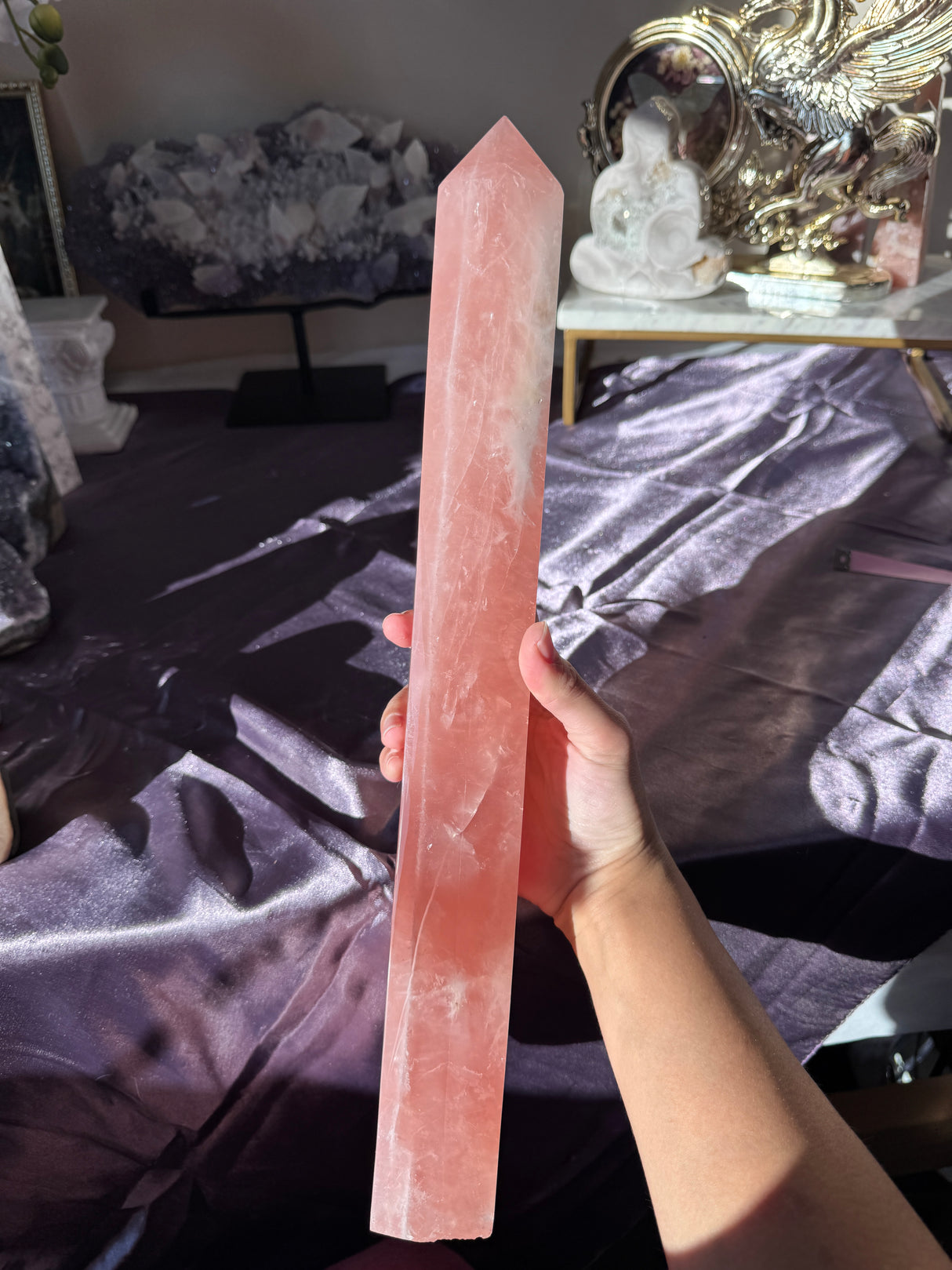 XL Juicy Rose Quartz Tower (imperfect)