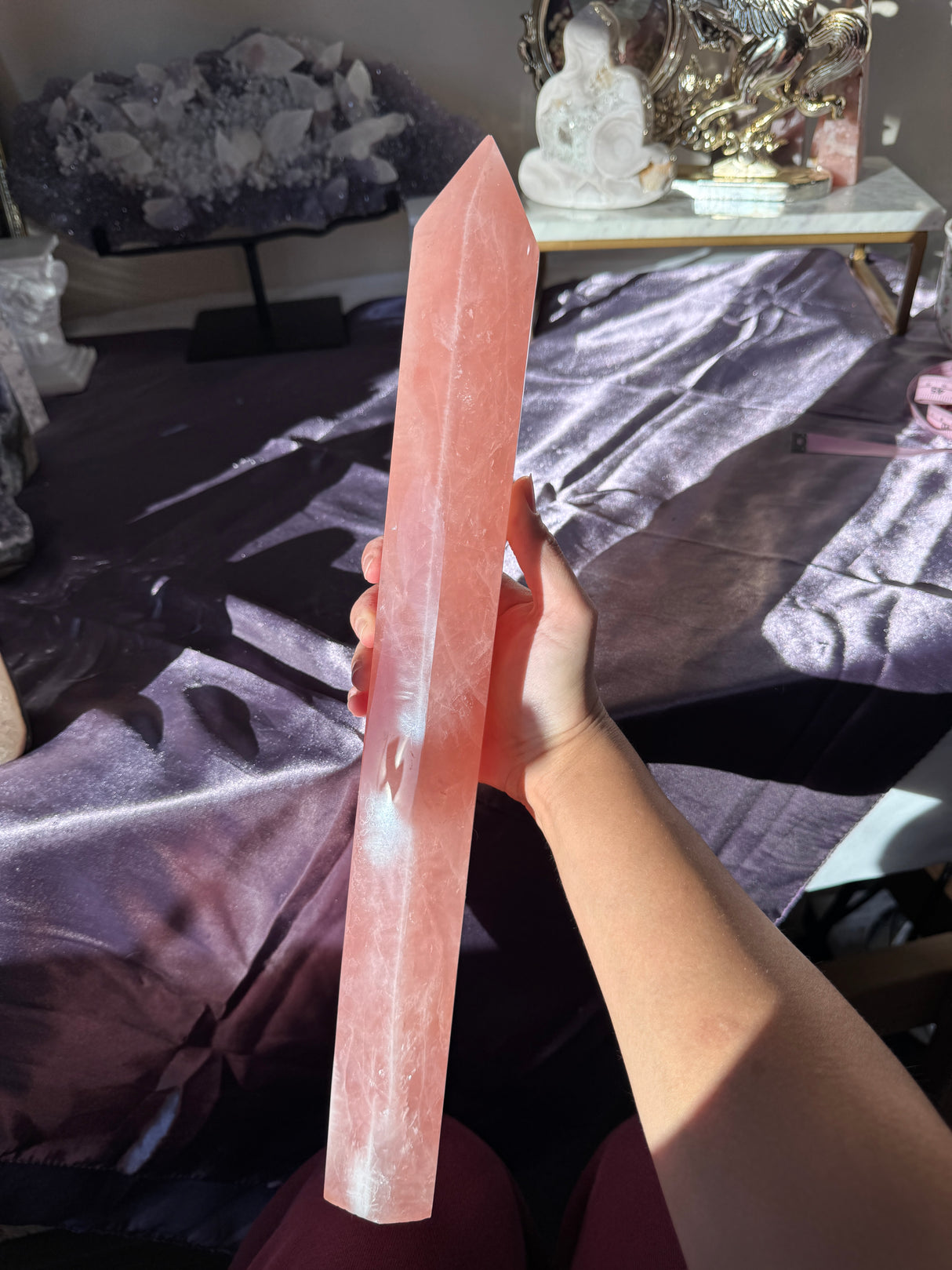 XL Juicy Rose Quartz Tower (imperfect)