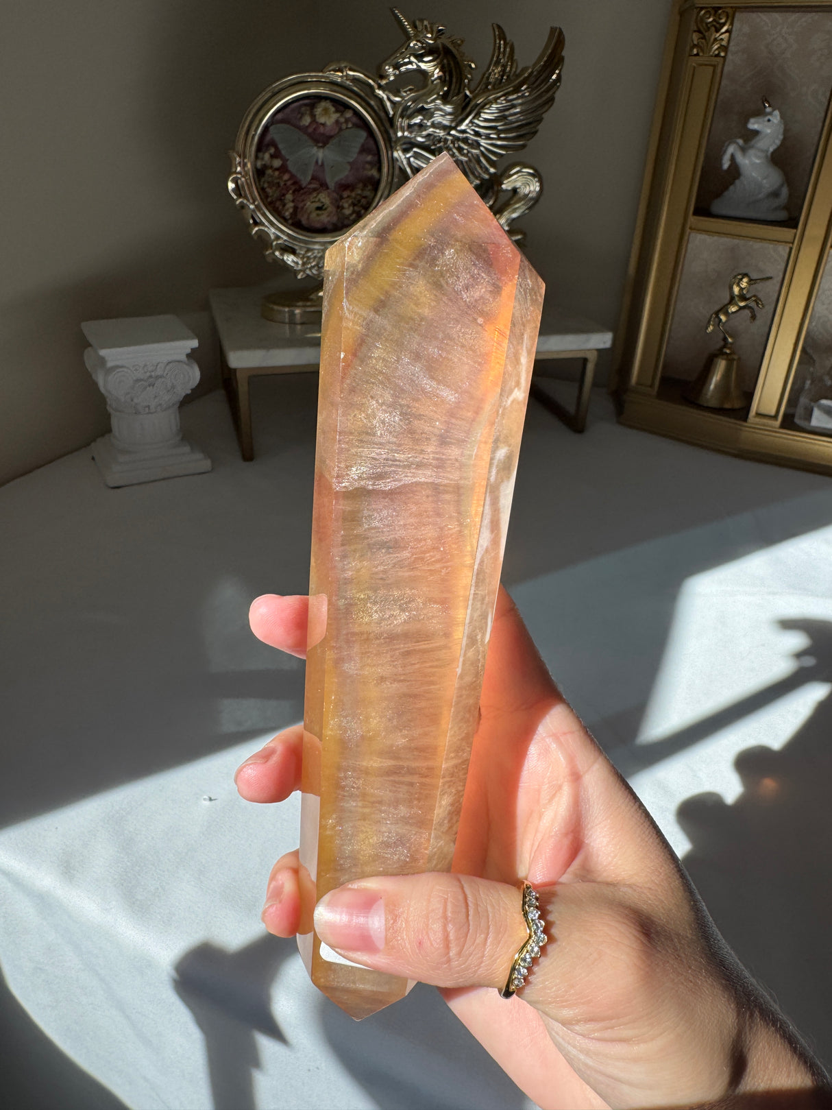 Peachy Rainbow Fluorite DT