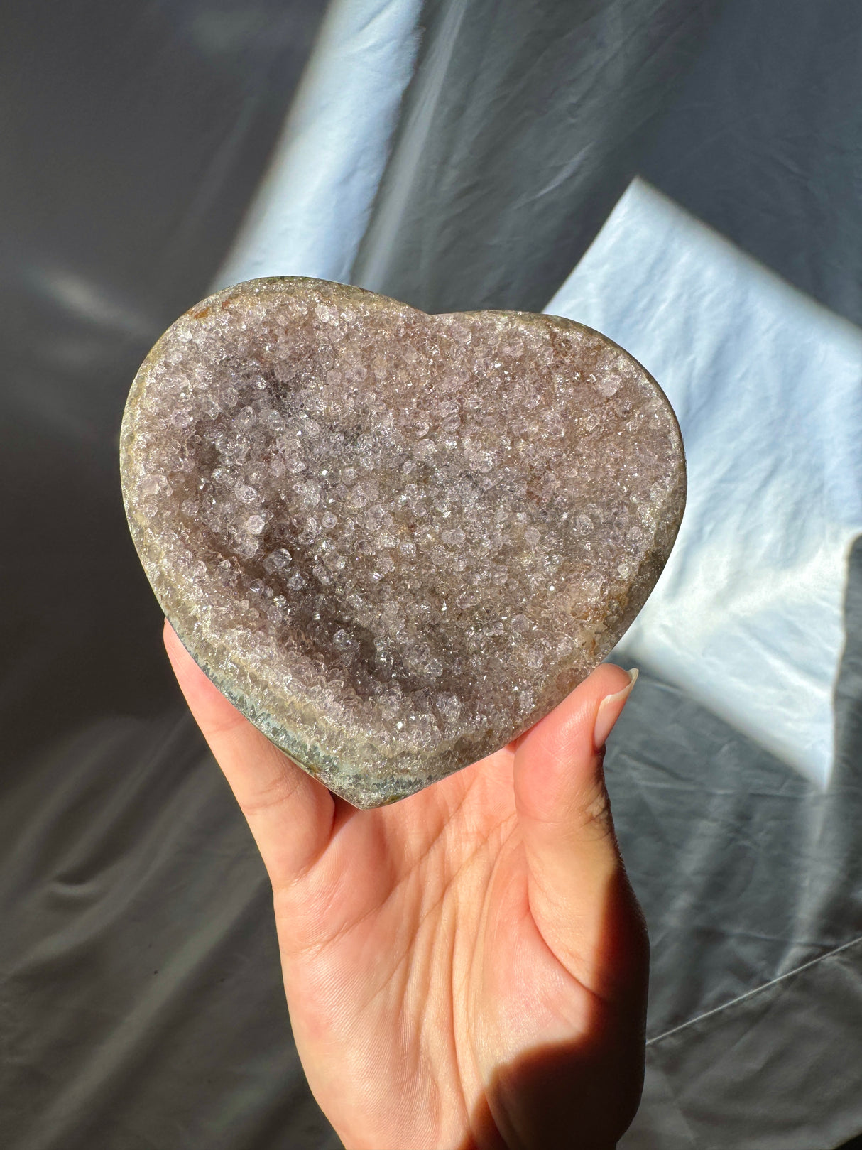 Grey Rainbow Amethyst Heart