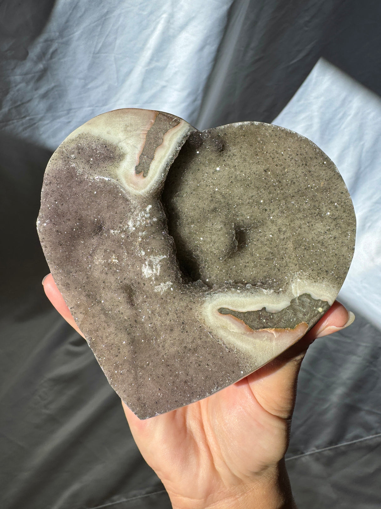 Smokey Sugar Druzy Rainbow Amethyst Heart