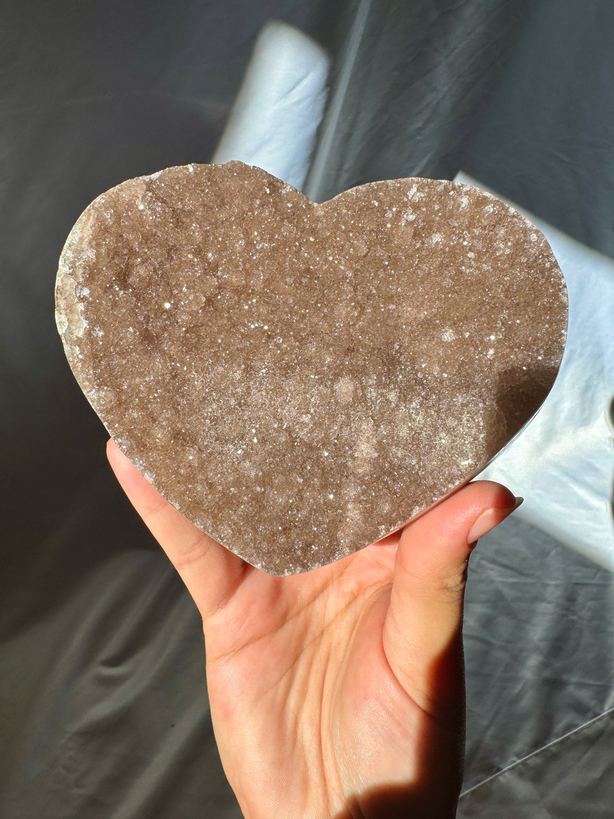 Chocolate Druzy Rainbow Amethyst Heart