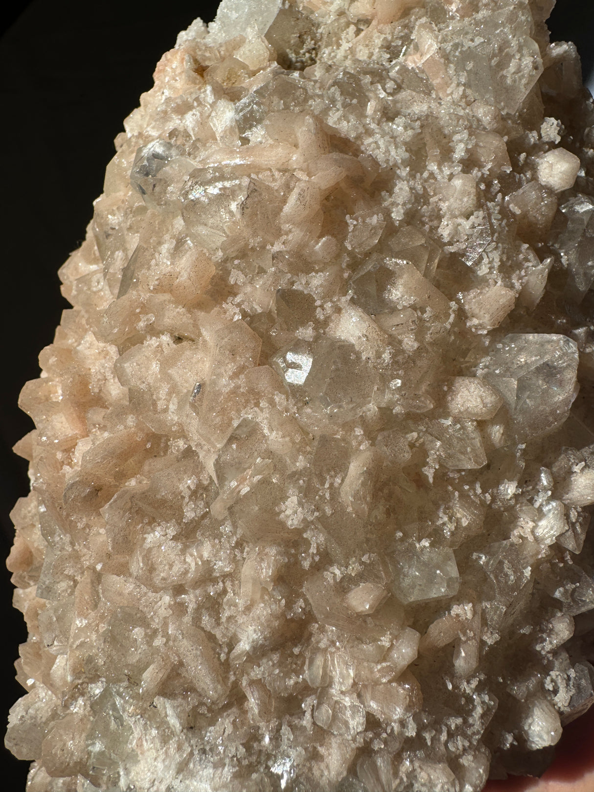 Large Peachy Pink Apophyllite with Stilbite Cluster (Self Stands)