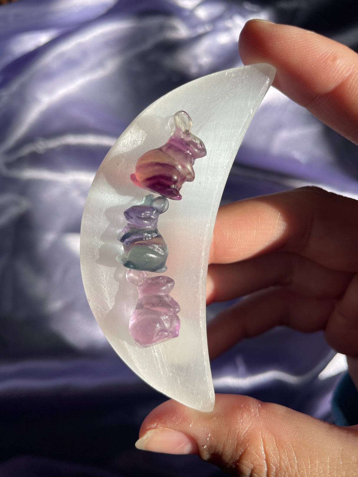 Mini Rainbow Fluorite Bunny