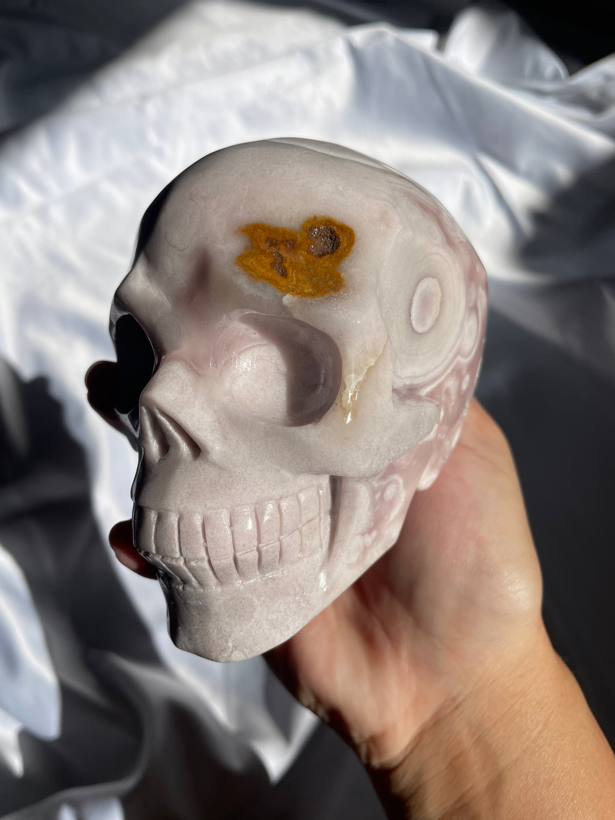 Pastel Baby Pink Amethyst Skull with Orbs