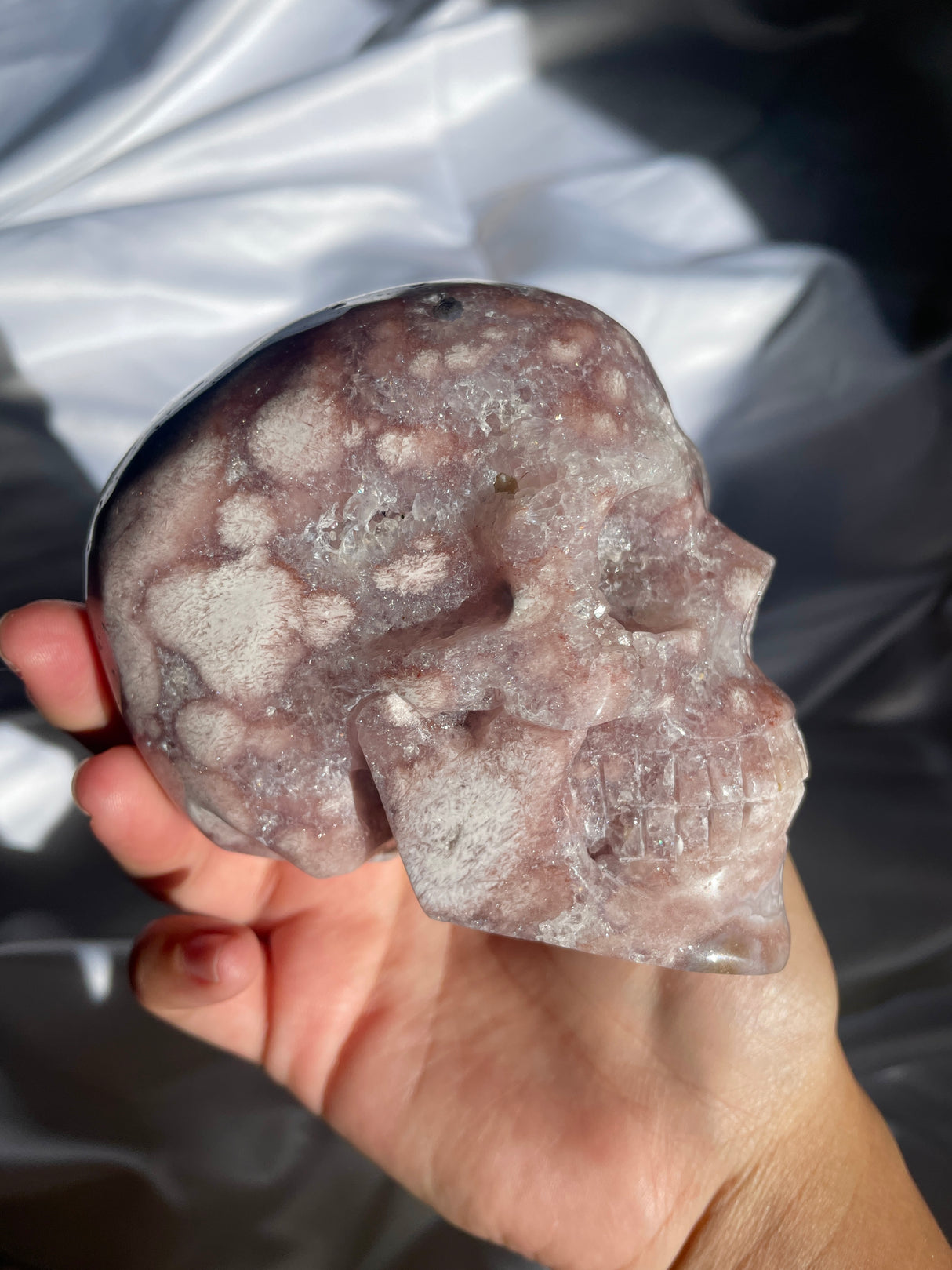 Sparkly Pink Amethyst Skull