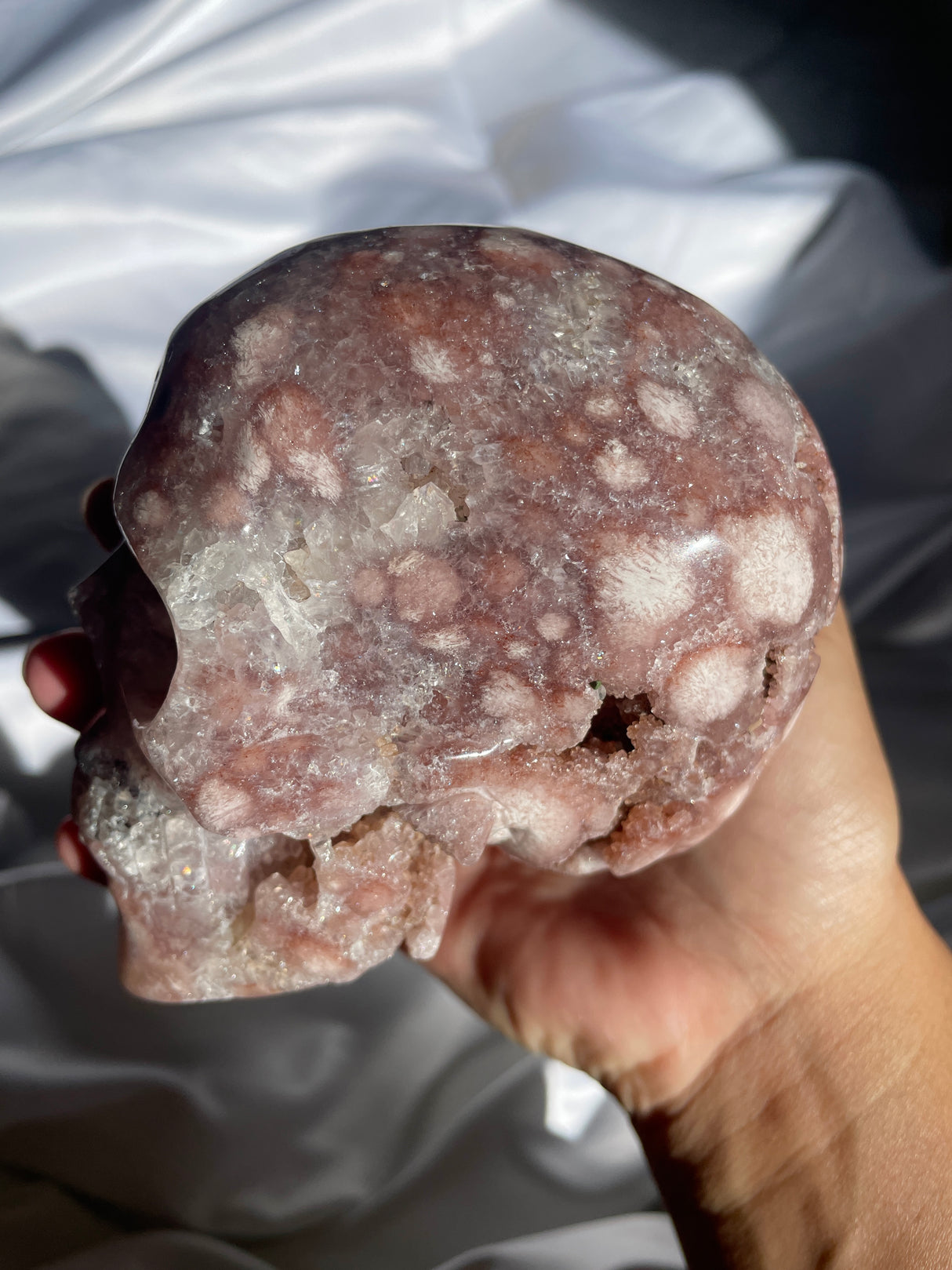 Sparkly Pink Amethyst Skull