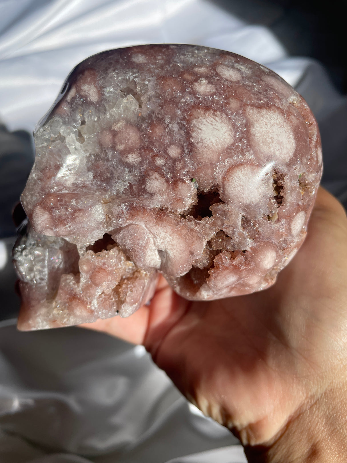 Sparkly Pink Amethyst Skull