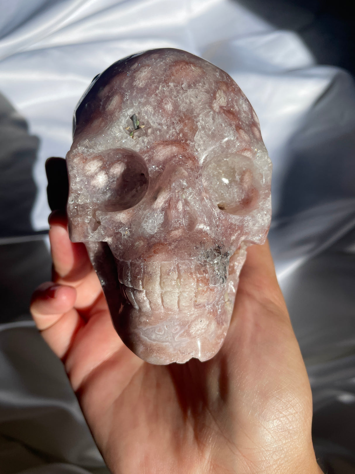 Sparkly Pink Amethyst Skull