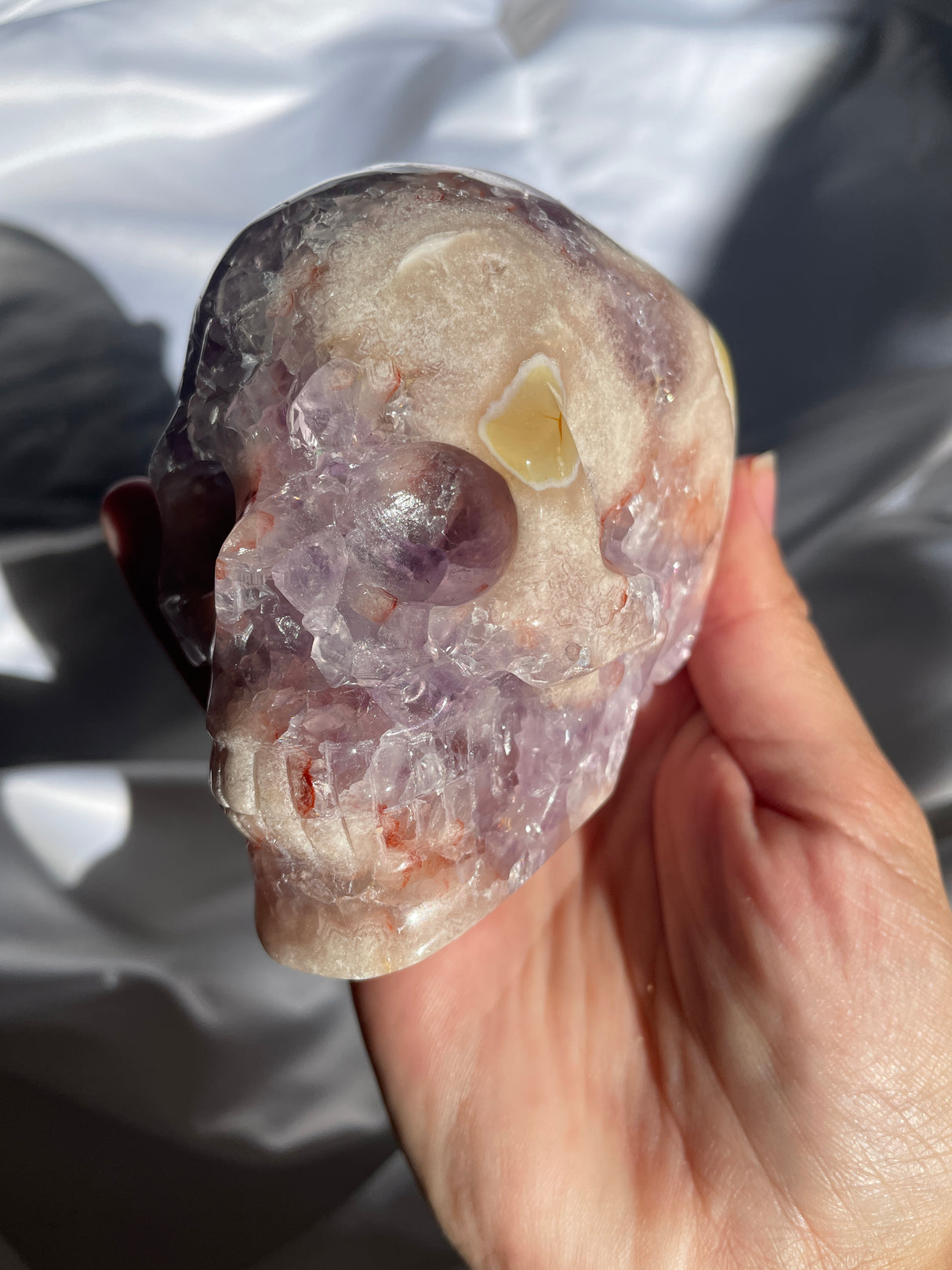 Amethyst Flower Agate Skull