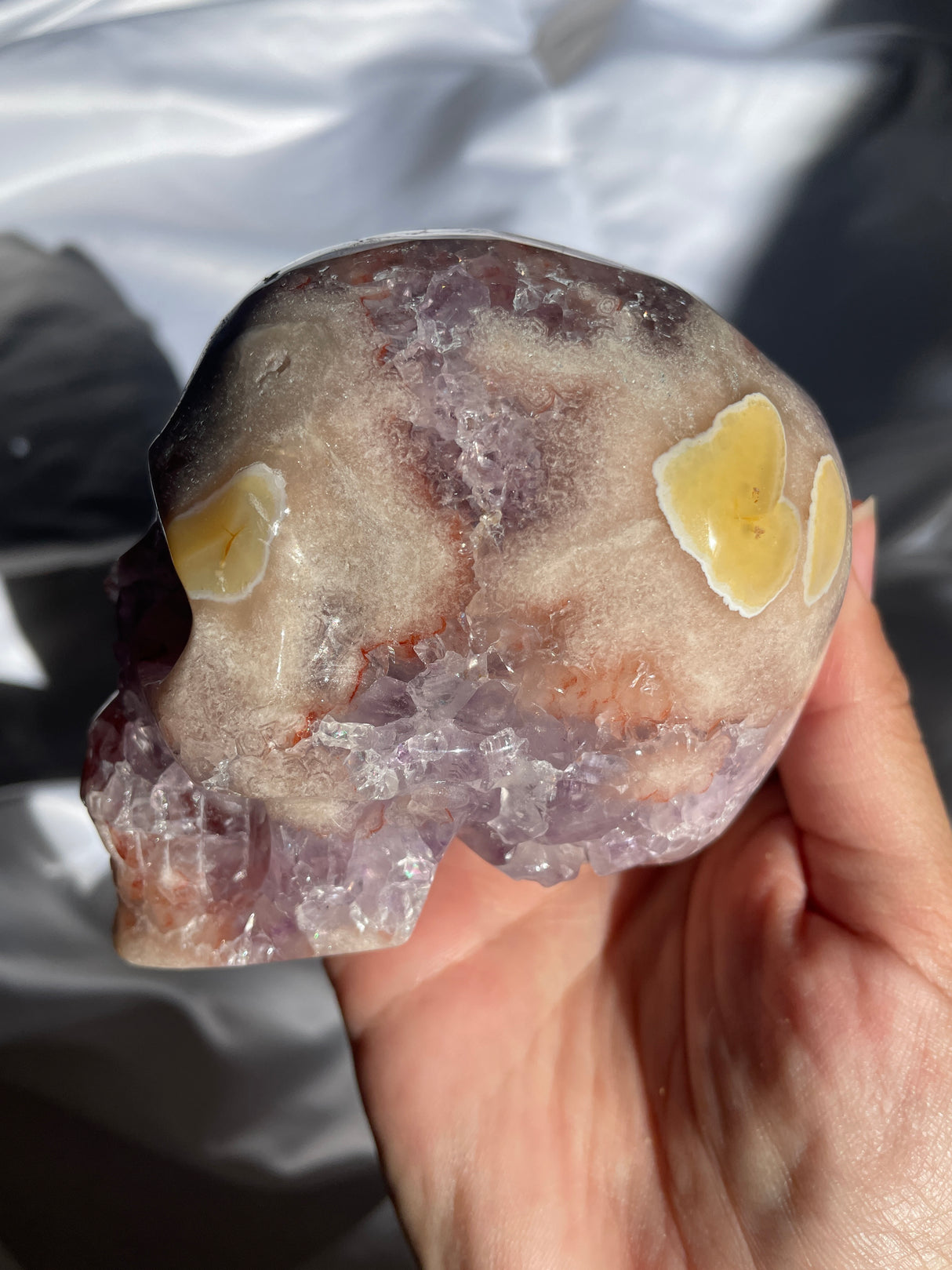 Amethyst Flower Agate Skull