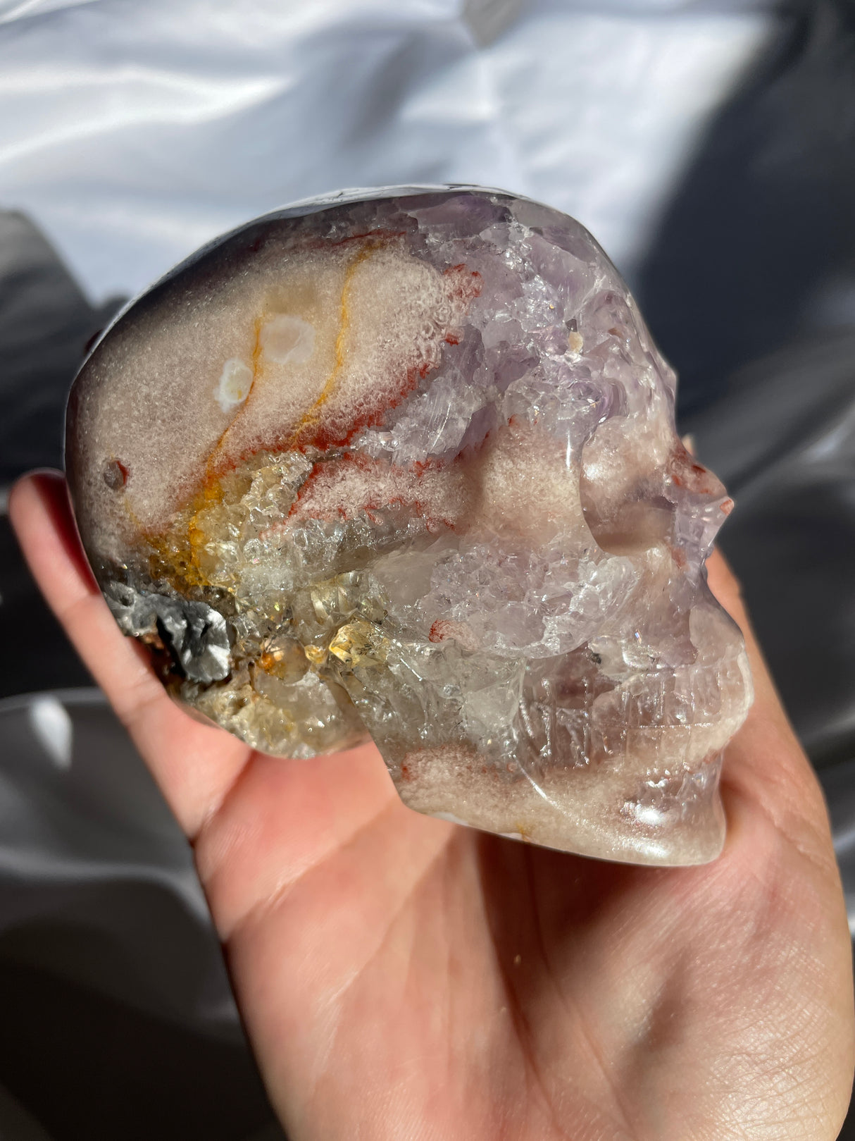 Amethyst Flower Agate Skull