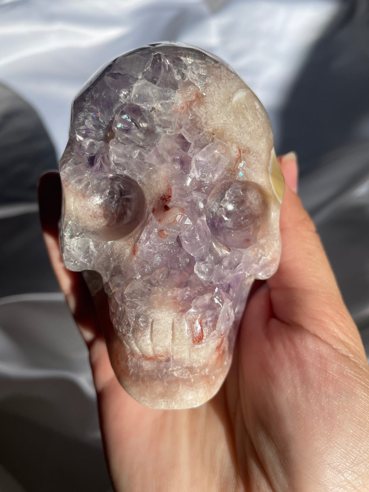 Amethyst Flower Agate Skull