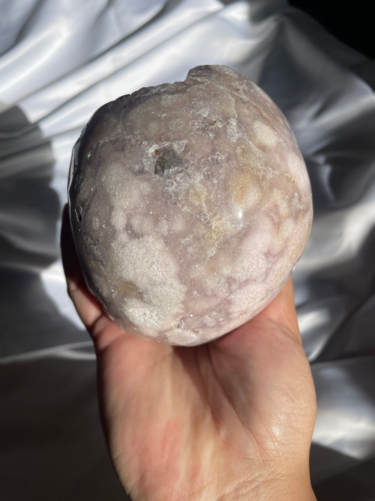 Pink Amethyst x Flower Agate Skull with Amethyst Cave