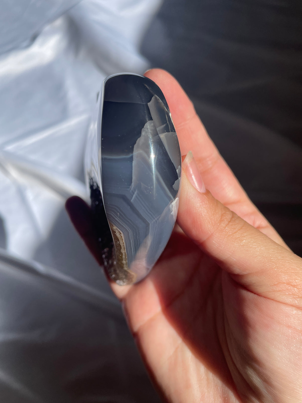 Navy Agate Amethyst Heart with Khaki Druzy