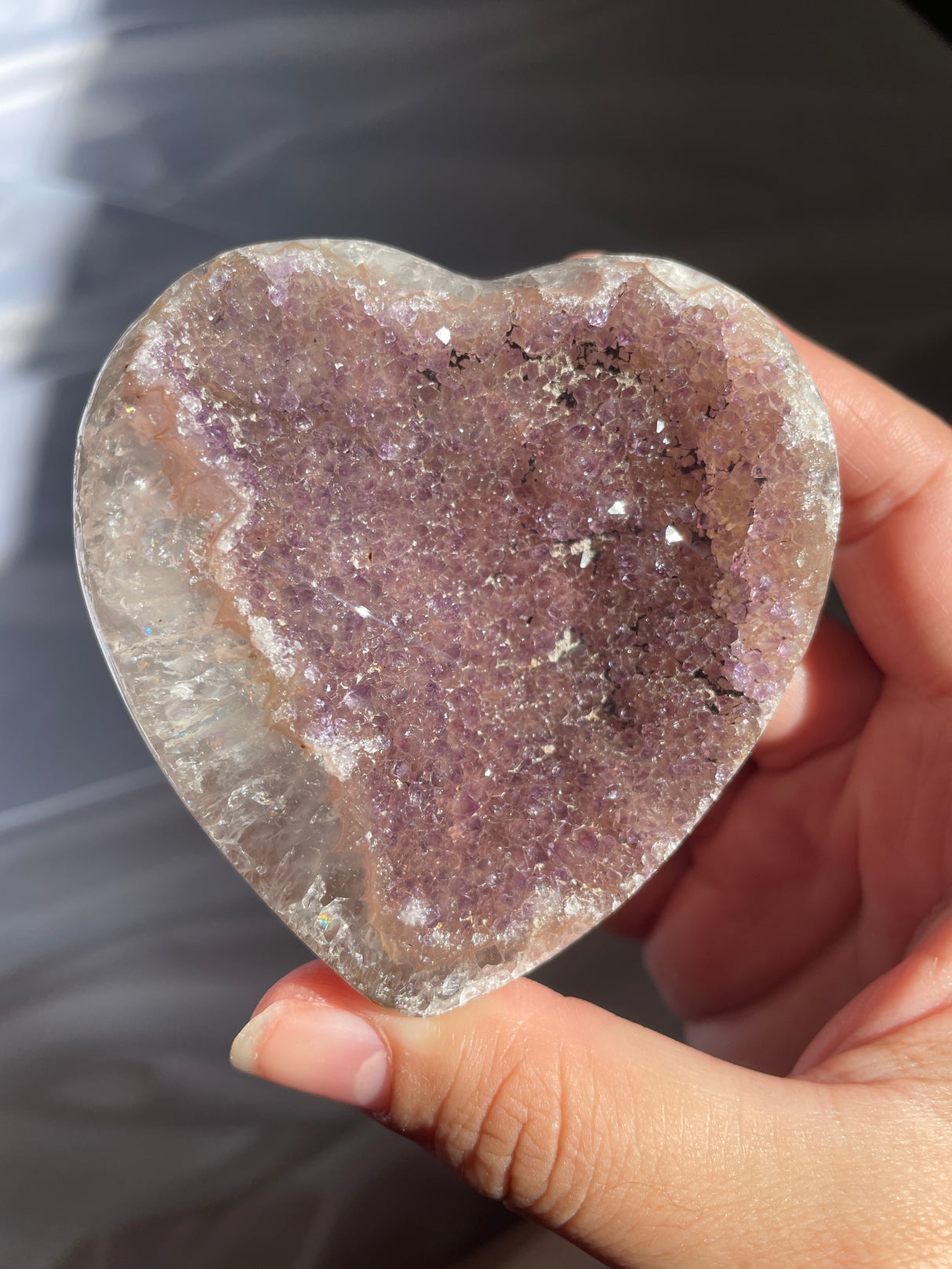 Druzy Lilac Amethyst Heart with Quartz