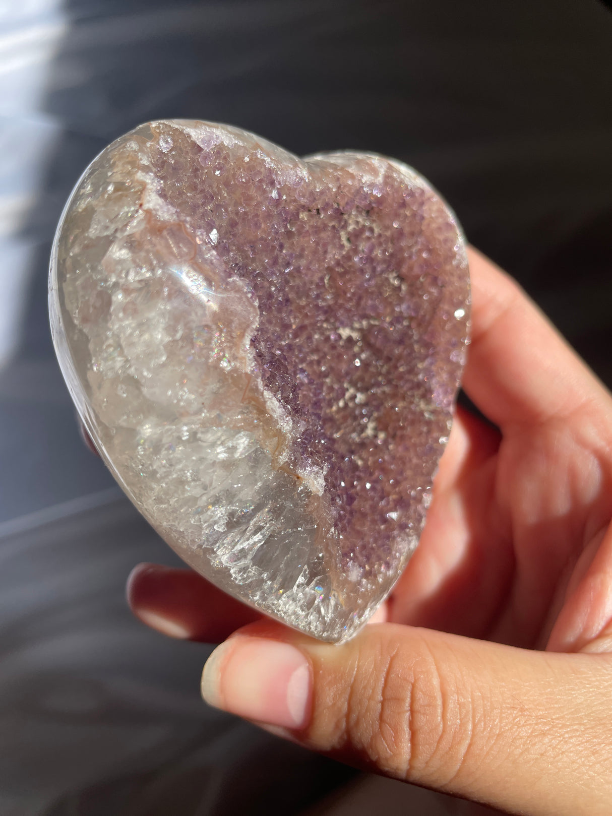 Druzy Lilac Amethyst Heart with Quartz