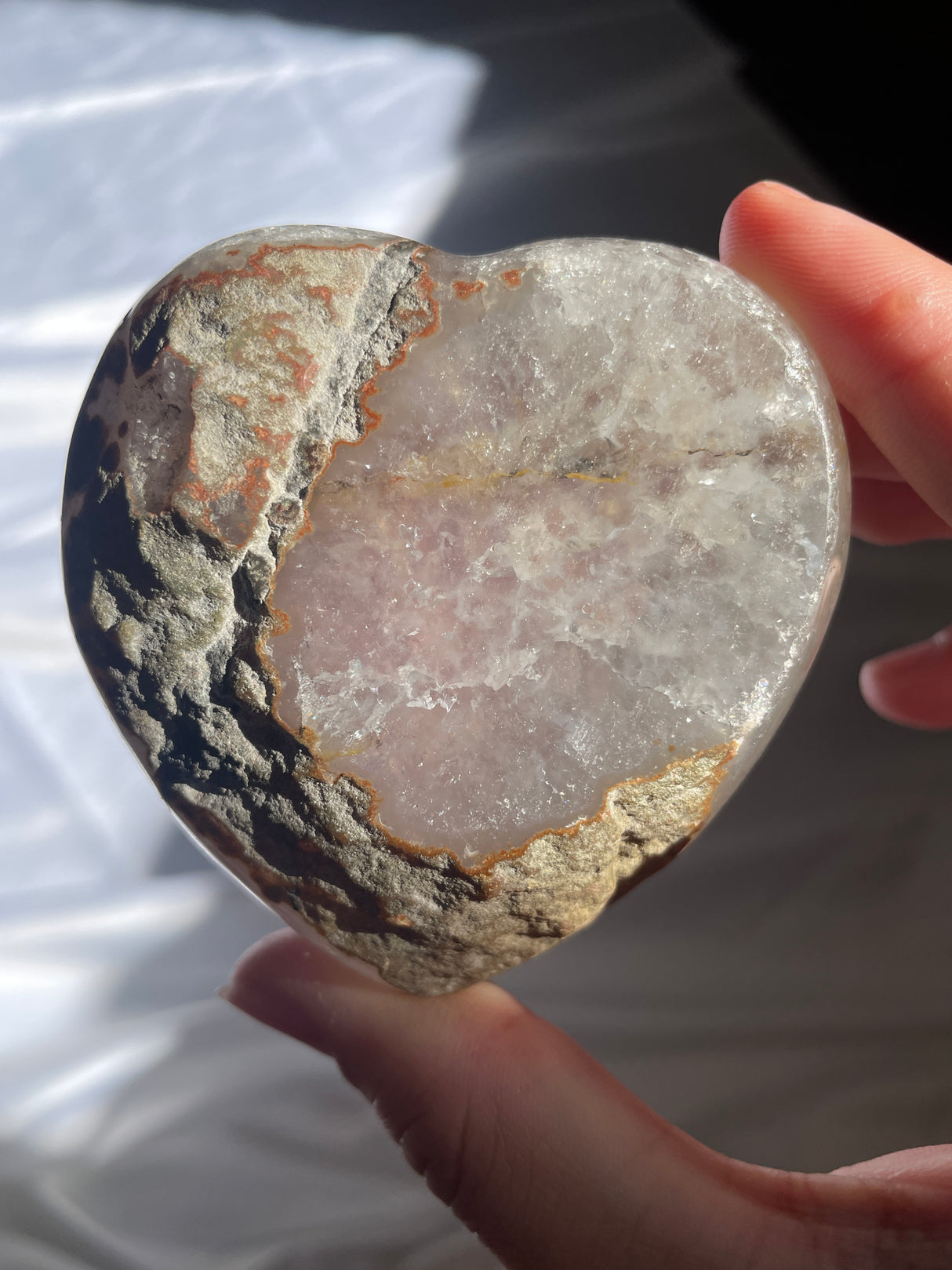 Druzy Lilac Amethyst Heart with Quartz