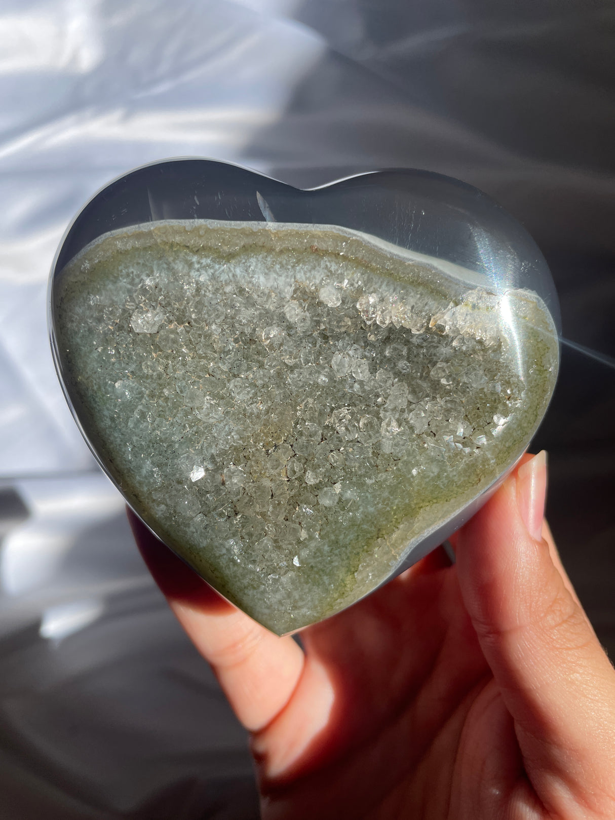 Green Druzy Amethyst Agate Heart