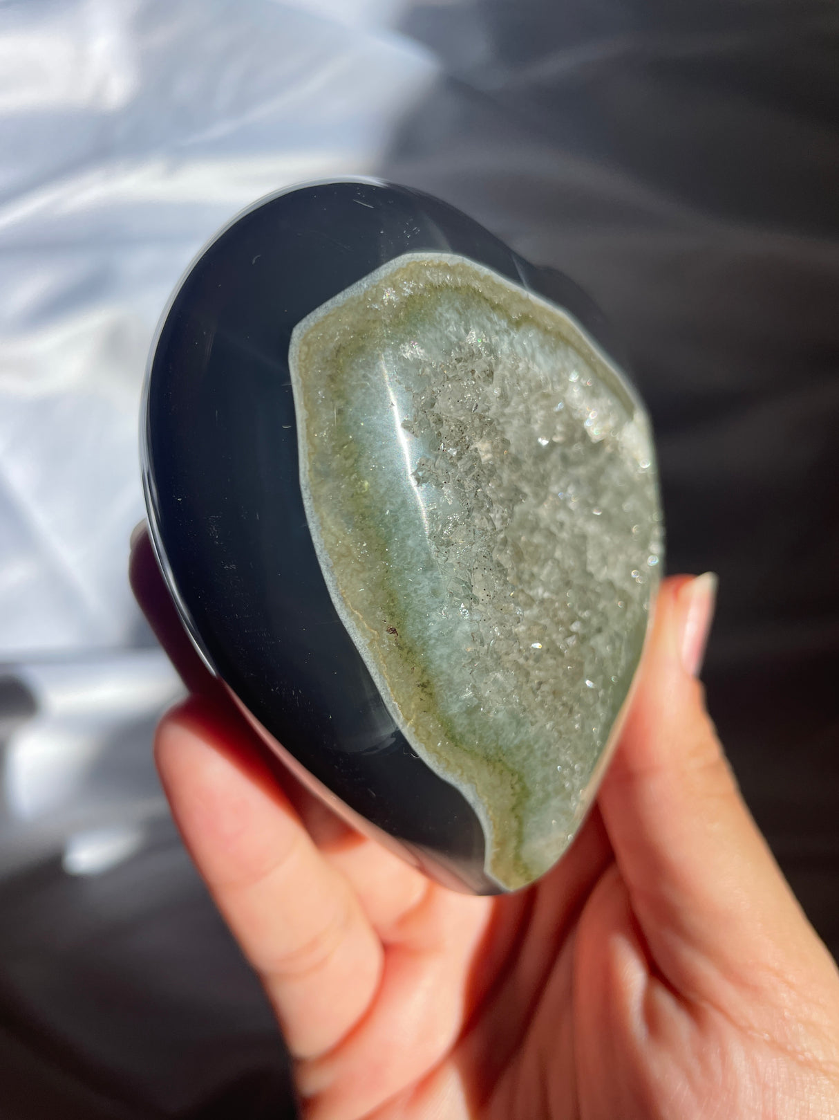 Green Druzy Amethyst Agate Heart