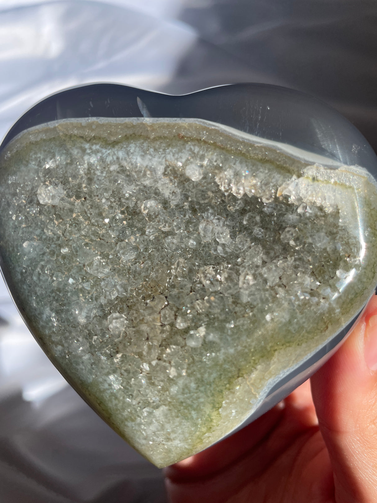 Green Druzy Amethyst Agate Heart