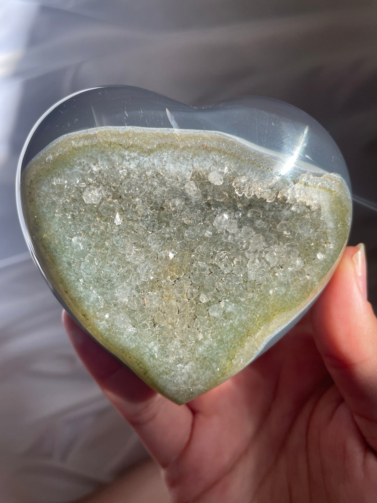 Green Druzy Amethyst Agate Heart