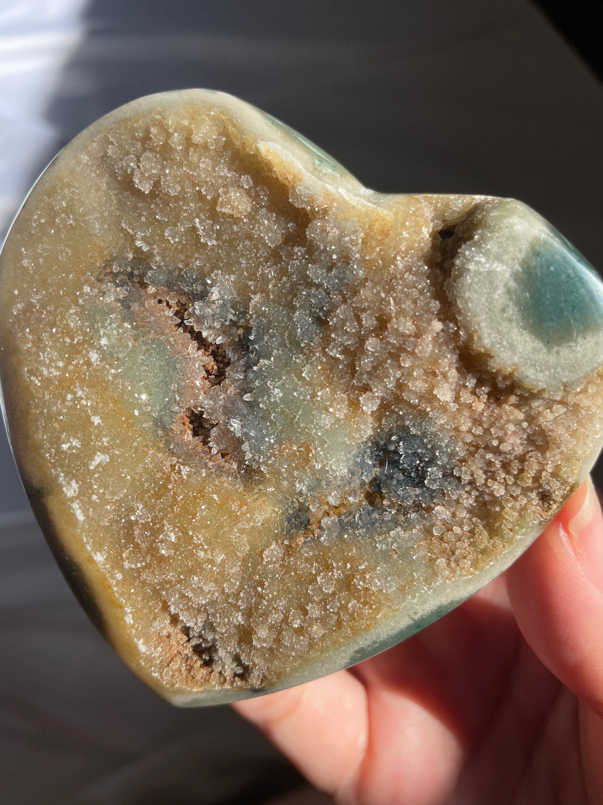 Funky Green Amethyst Heart with Gold Druzy