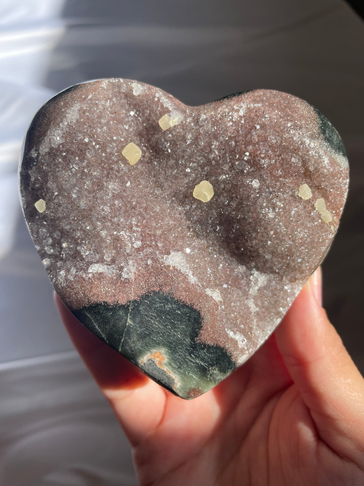 Mocha Amethyst Heart with Calcite Formations