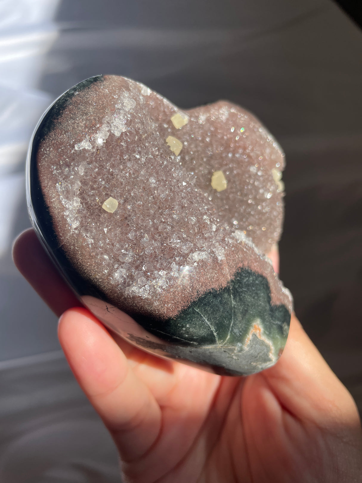 Mocha Amethyst Heart with Calcite Formations