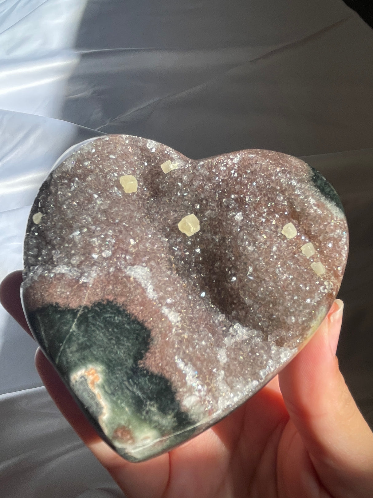 Mocha Amethyst Heart with Calcite Formations