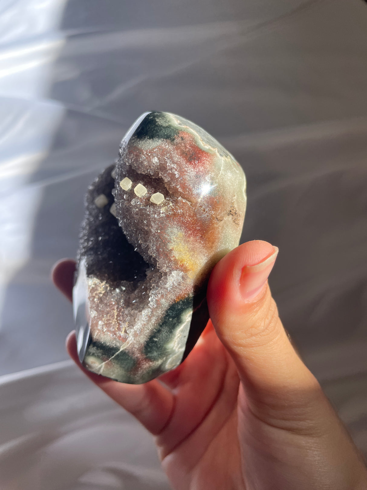 Mocha Amethyst Heart with Calcite Formations