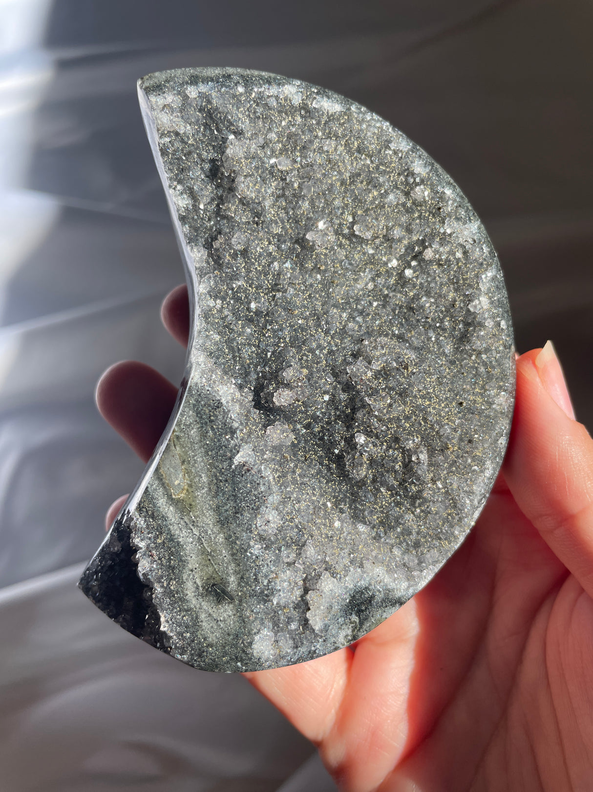 Druzy Grey Uruguayan Amethyst Moon