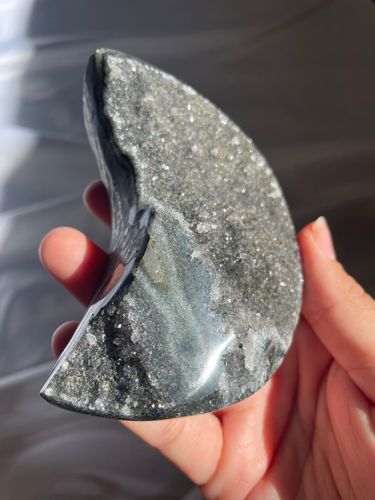 Druzy Grey Uruguayan Amethyst Moon