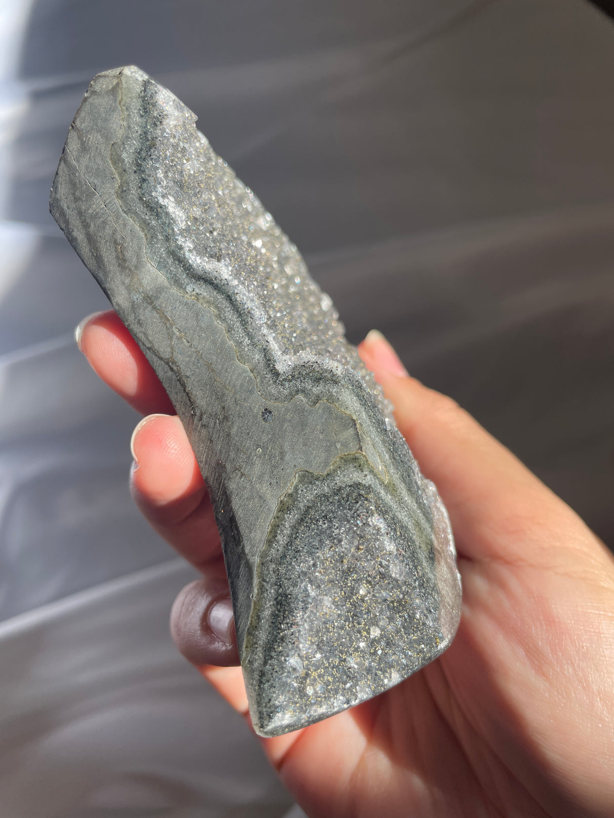 Druzy Grey Uruguayan Amethyst Moon