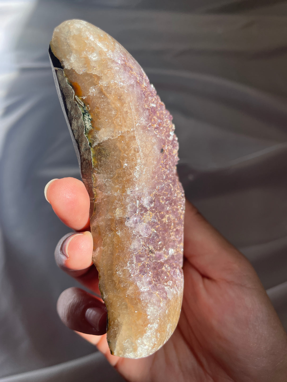 Mauve Uruguayan Amethyst Moon with Brown Sugar Druzy