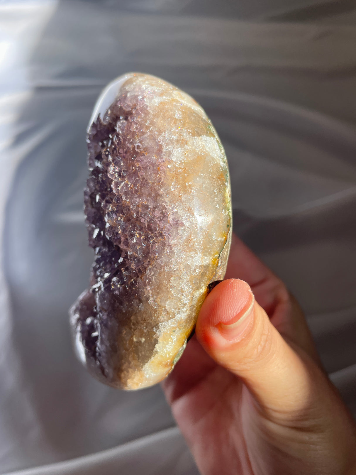Mauve Uruguayan Amethyst Moon with Brown Sugar Druzy