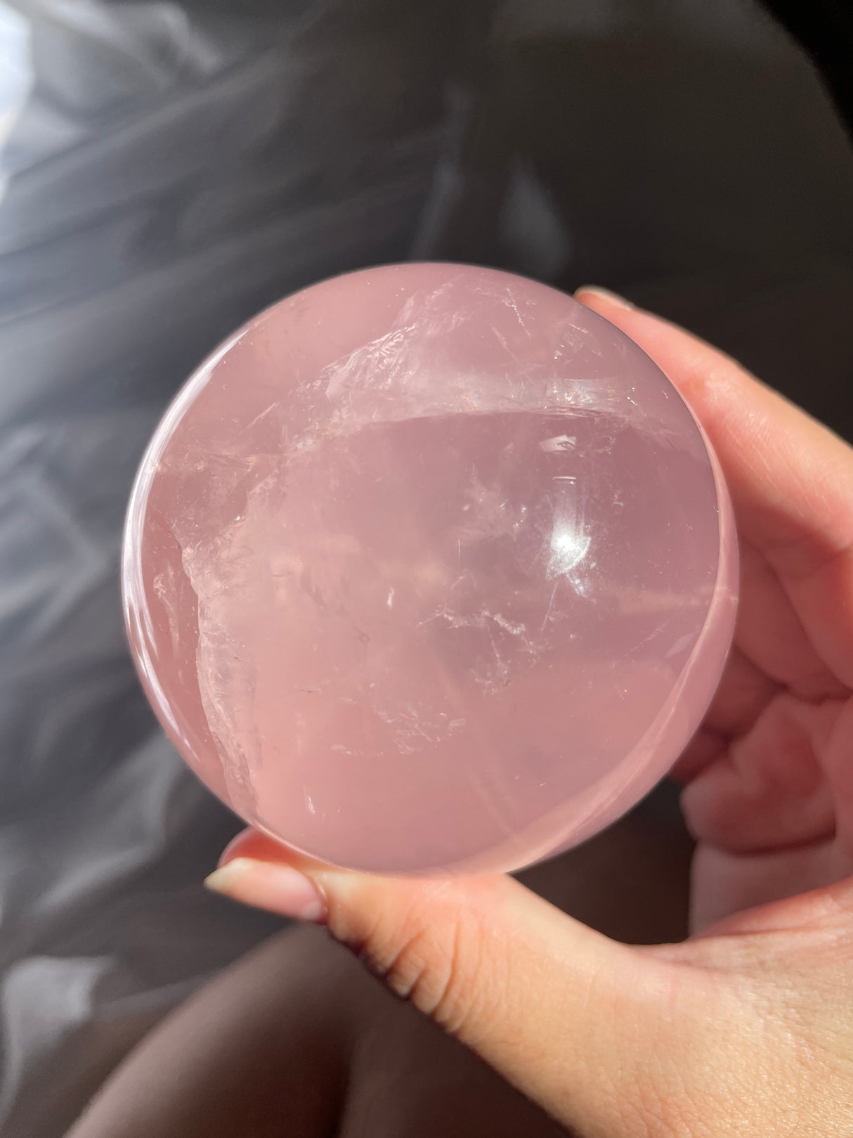 Gemmy Star Rose Quartz Sphere with Rainbows