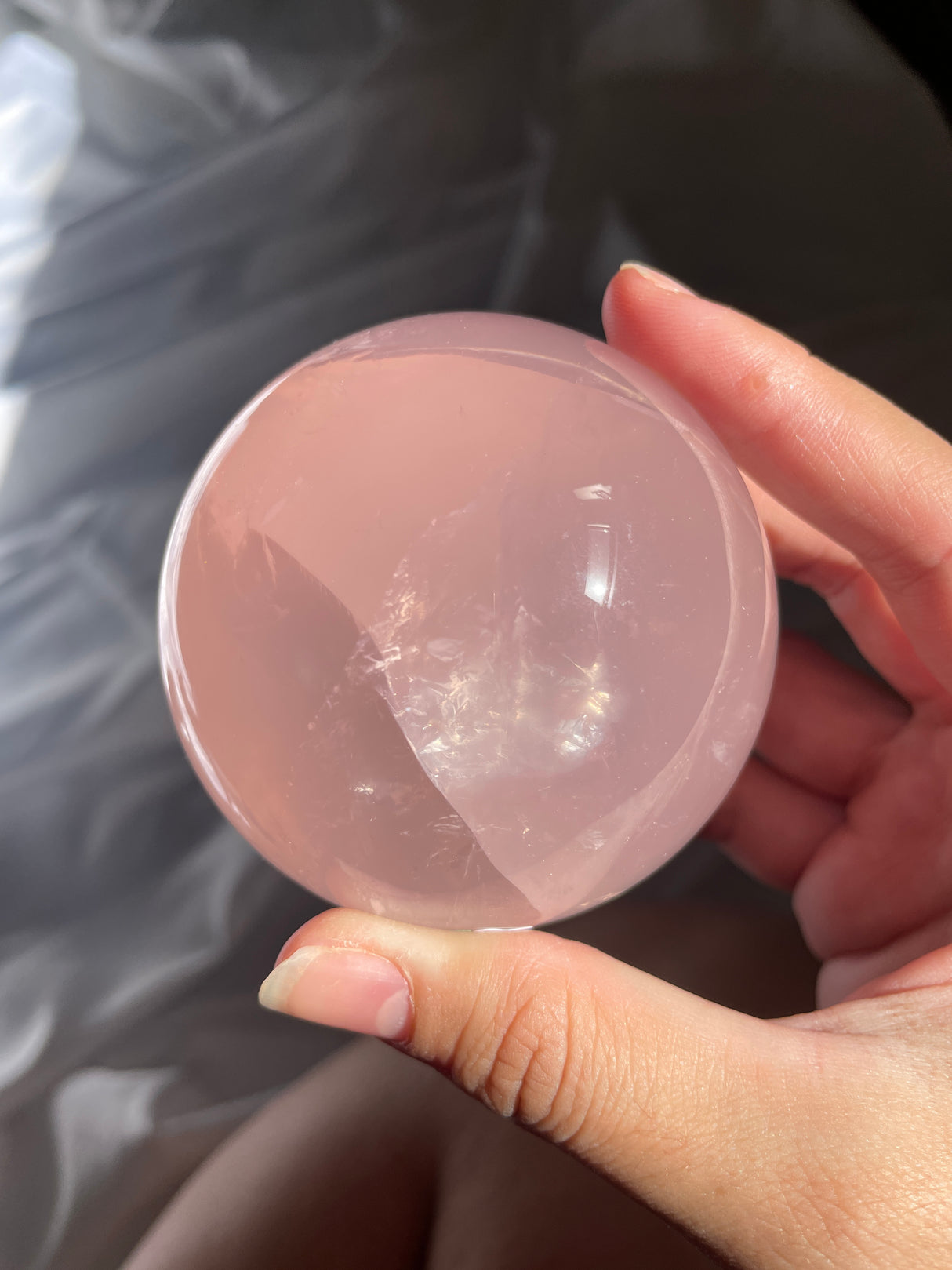 Gemmy Star Rose Quartz Sphere with Rainbows