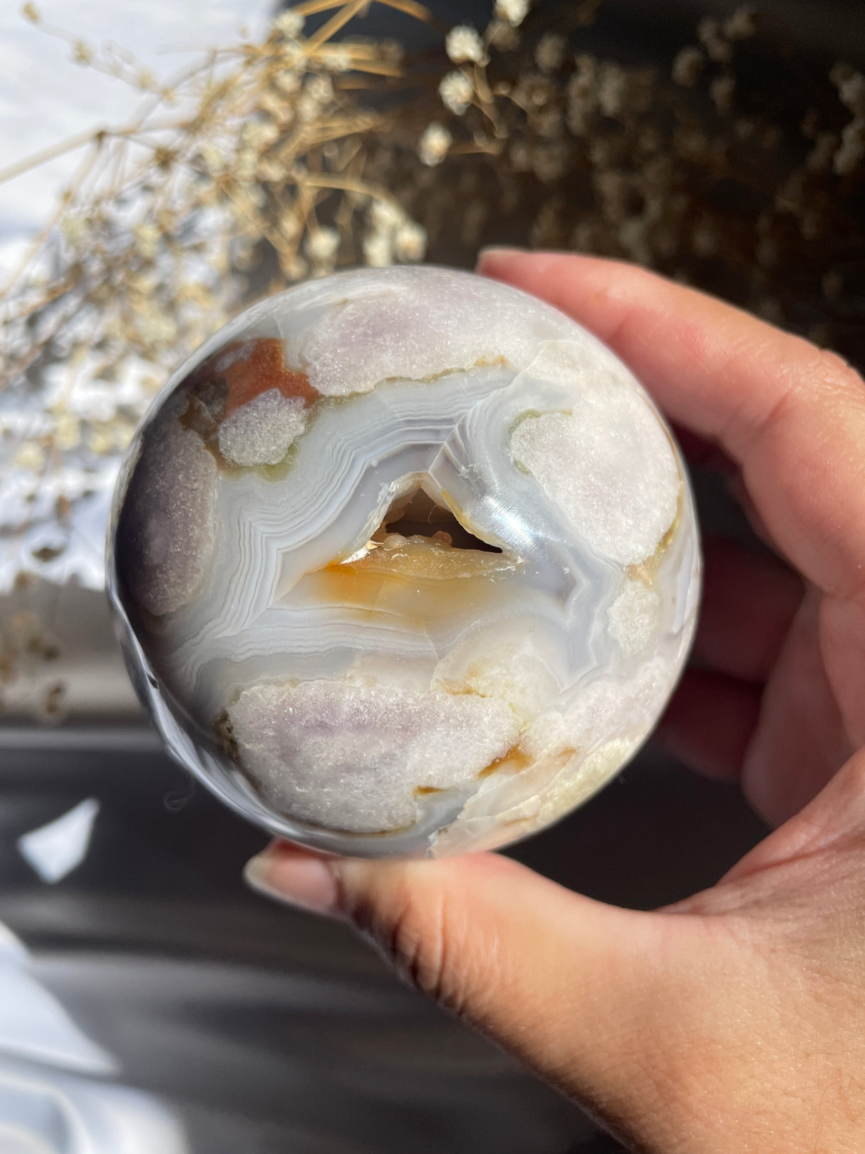 Pink Amethyst Sphere with Agate