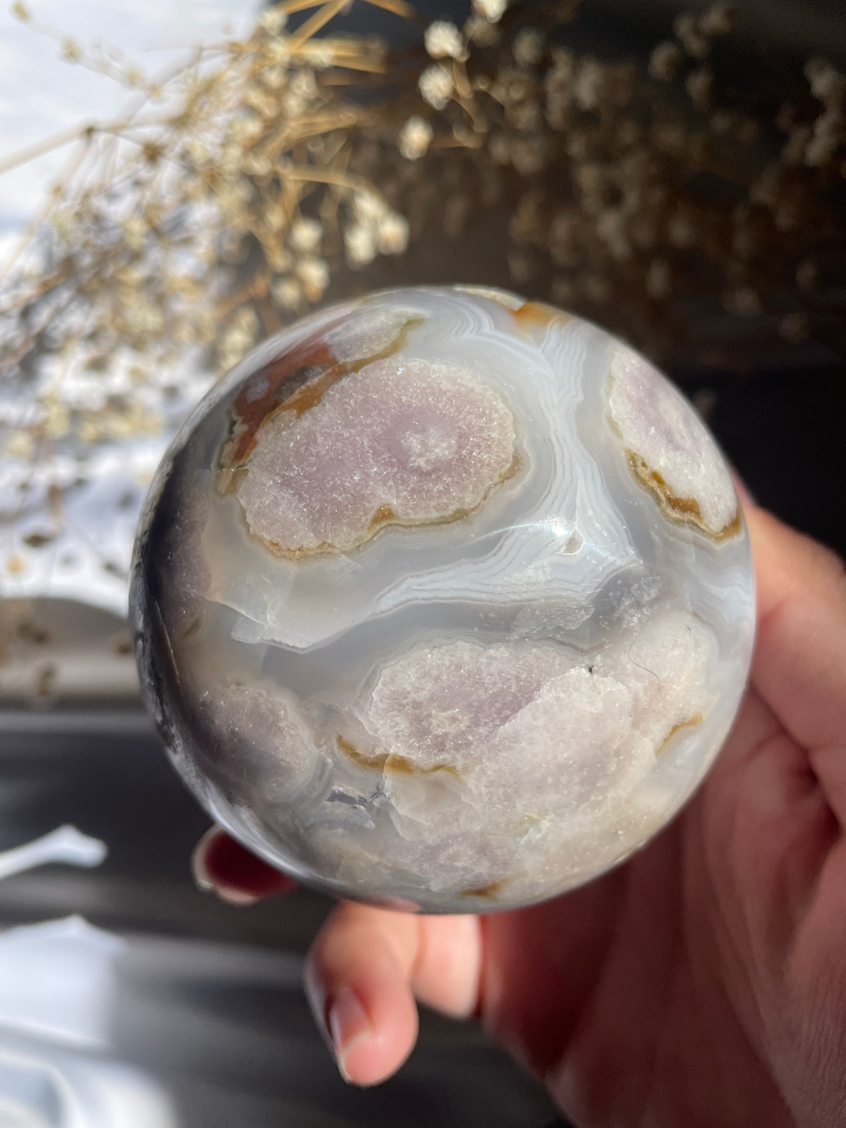 Pink Amethyst Sphere with Agate