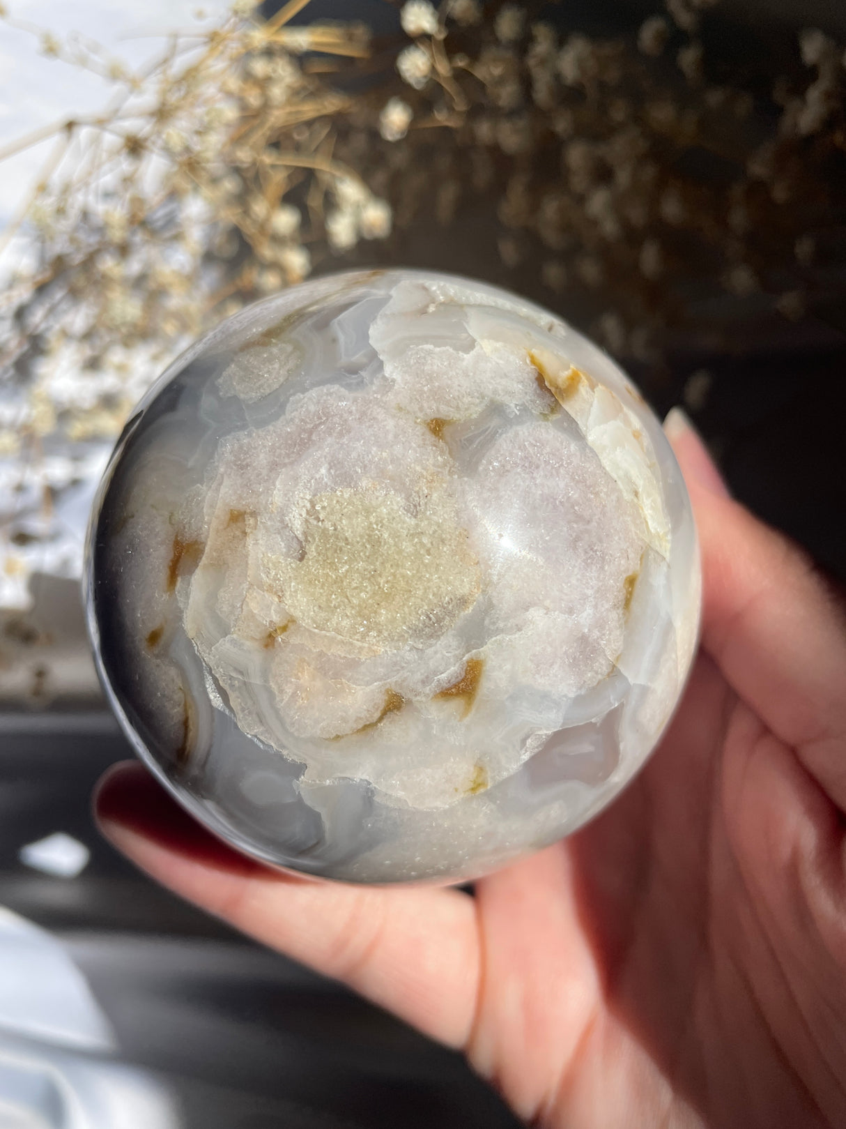 Pink Amethyst Sphere with Agate