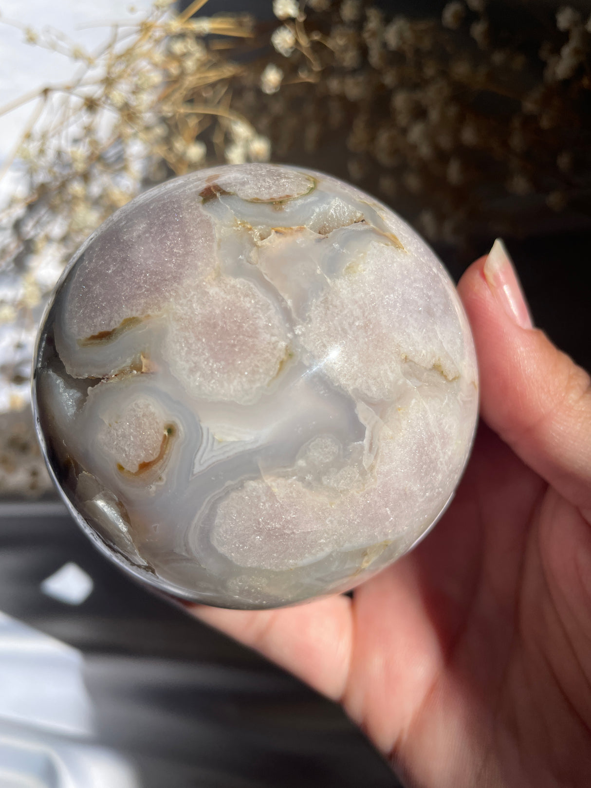 Pink Amethyst Sphere with Agate