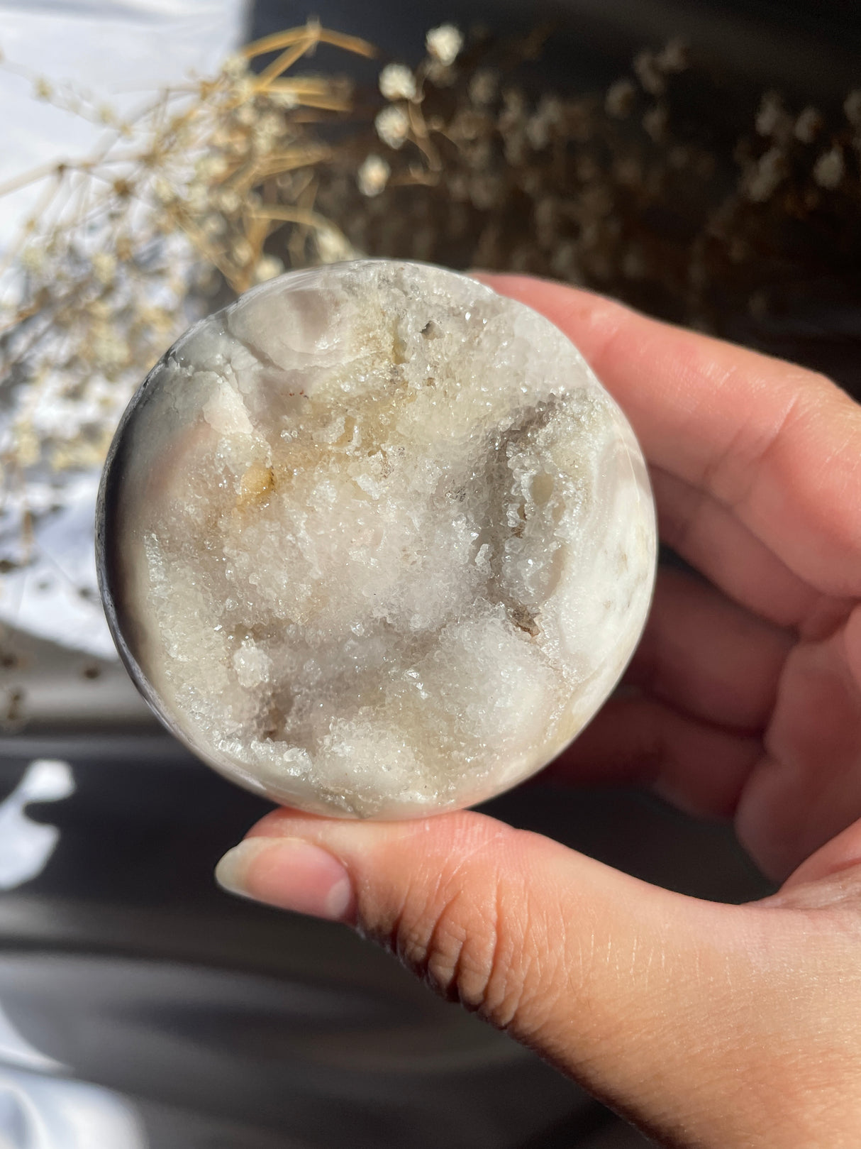 Druzy White Pink Amethyst Sphere