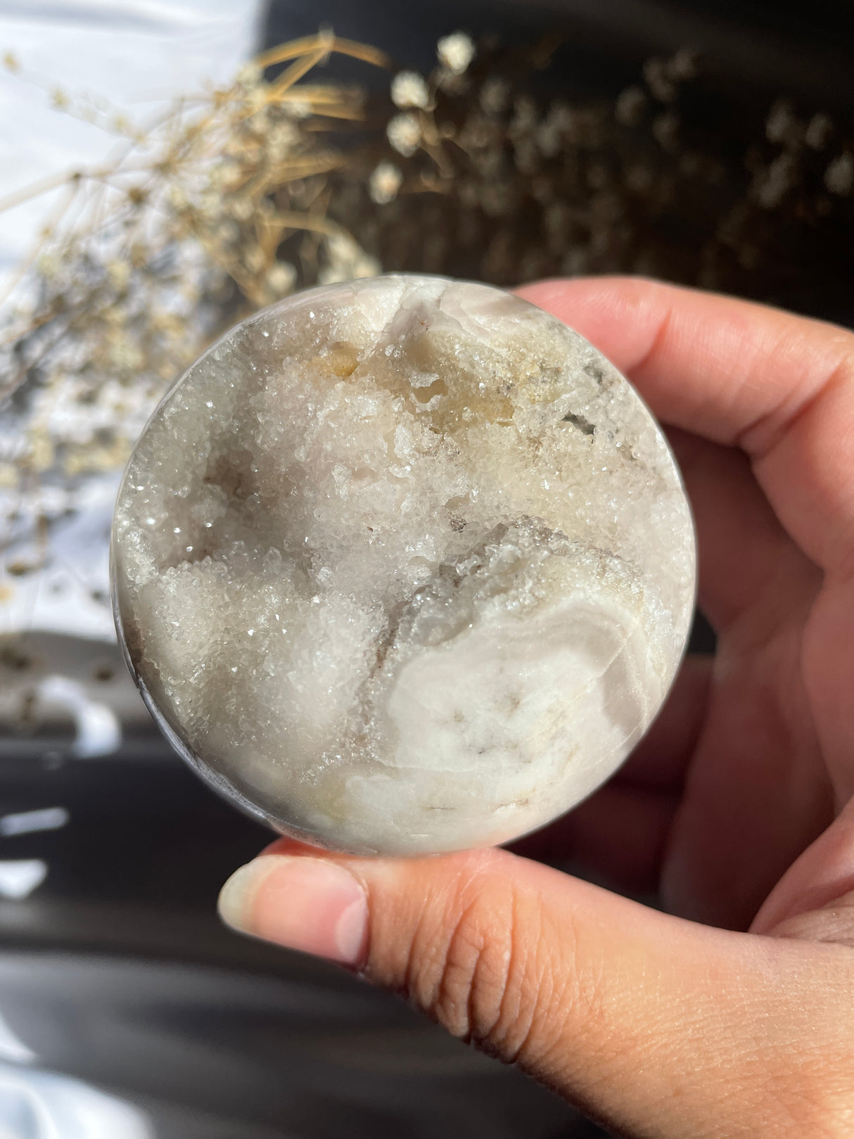 Druzy White Pink Amethyst Sphere