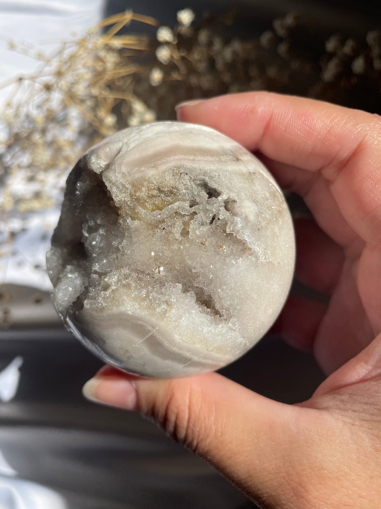 Druzy White Pink Amethyst Sphere