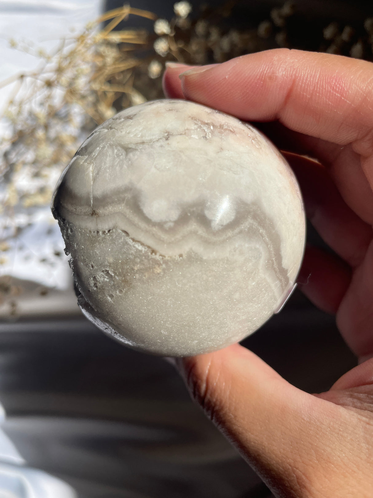 Druzy White Pink Amethyst Sphere