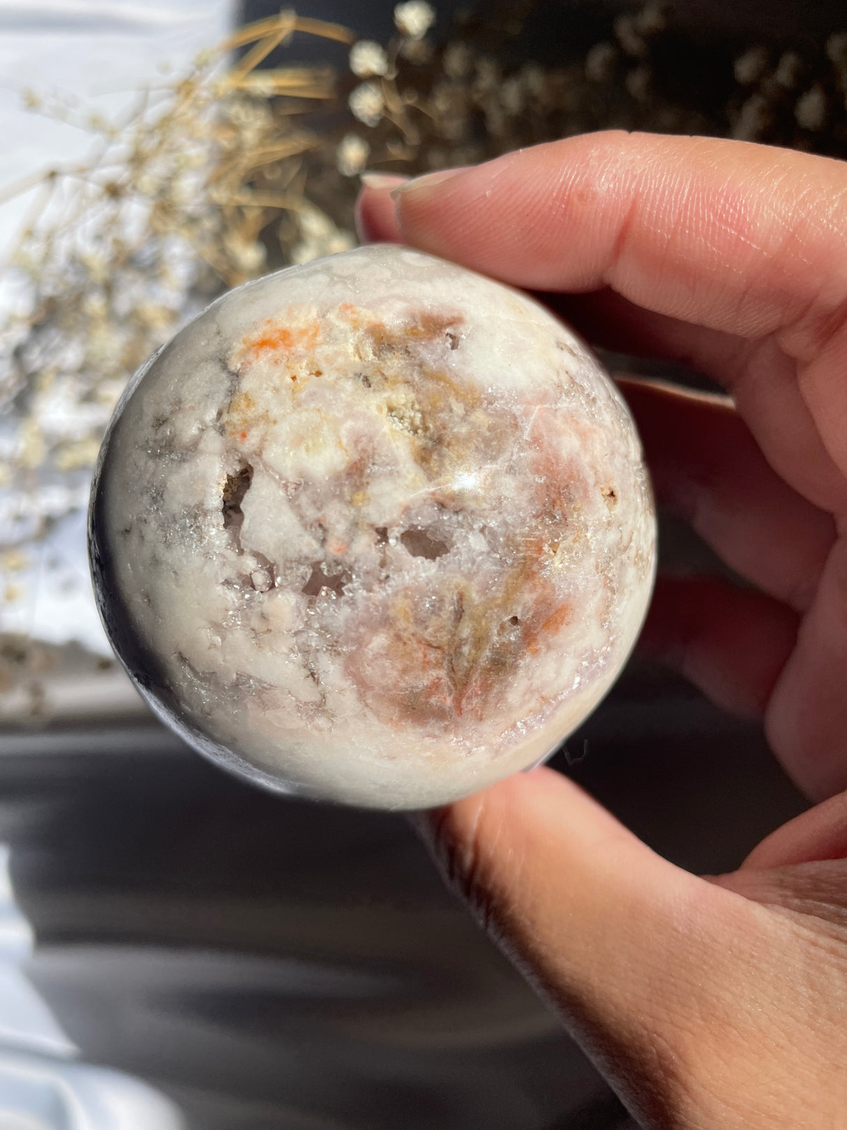 Druzy White Pink Amethyst Sphere